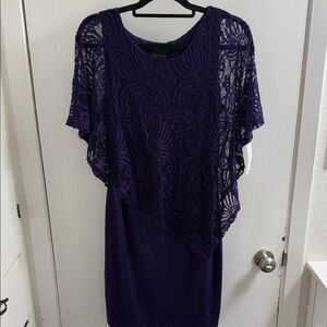 Enfocus studio, New Asymmetrical Purple Lace Dress, size 12